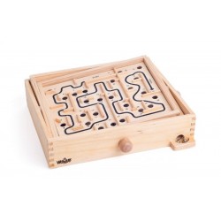 Joc Labirint cu bile, de indemanare cu patru placi din lemn